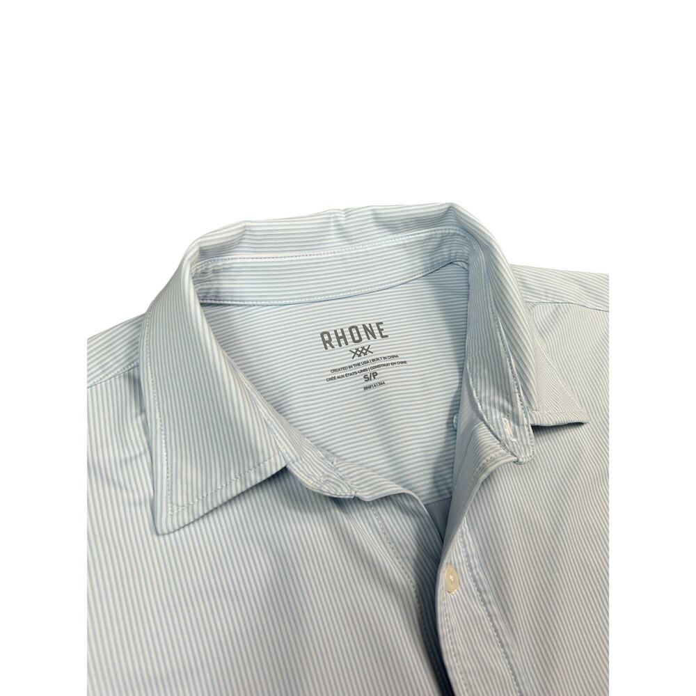 Rhone Stripe Commuter Shirt Mens Small Blue Performance Stretch Lightweight